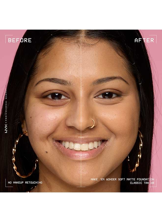 NYX PROFESSIONAL MAKEUP Make 'EM Wonder, 24H Soft Matte Foundation, Undetectable  Finish, Classic Tan - Image 3